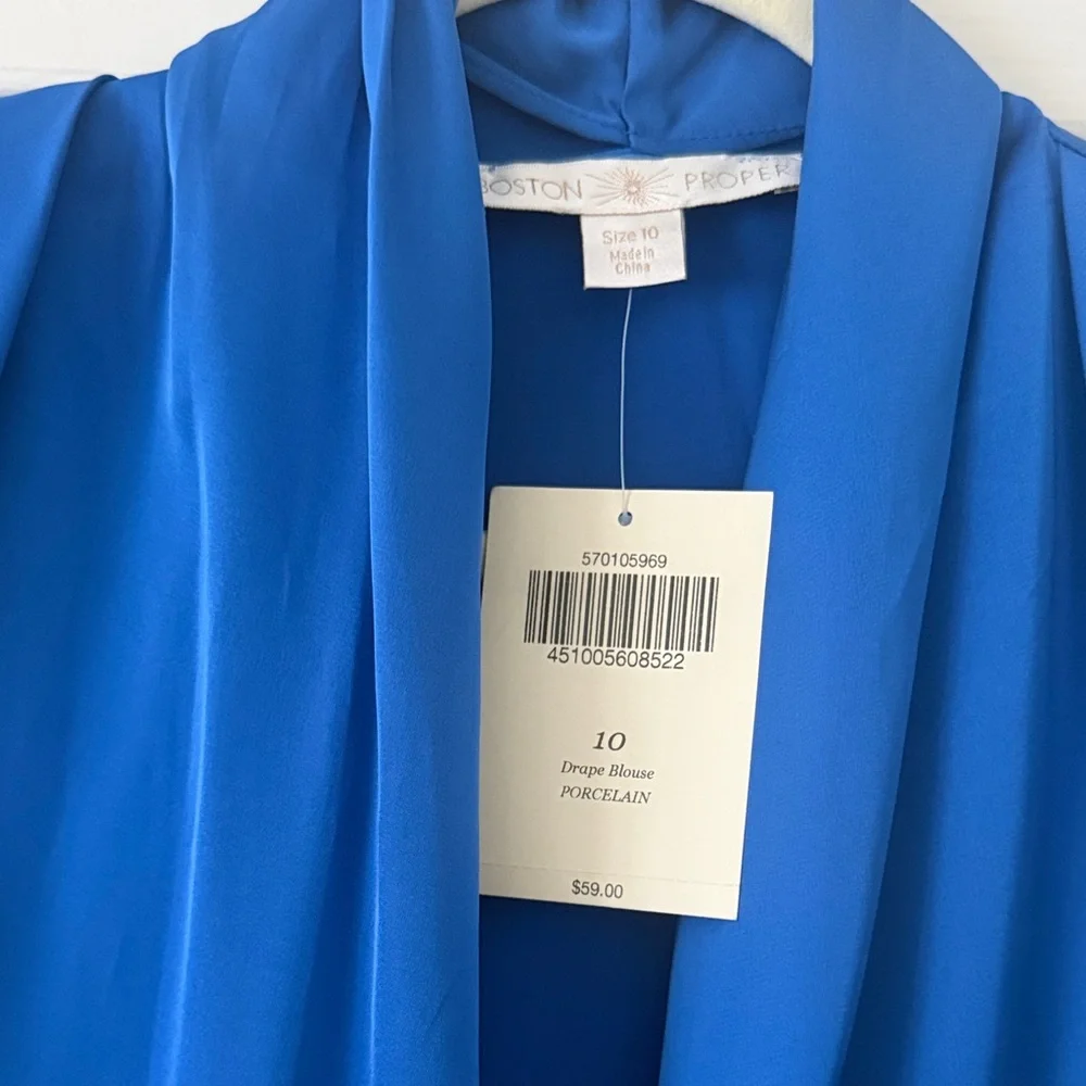 Boston Proper Royal Blue Sleeveless Drape Top - Picture 3 of 3
